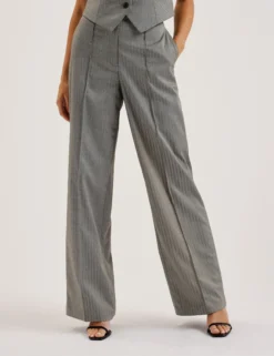 Herringbone Wide Leg Tailored Trousers