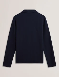 Herringbone Zip Neck Long Sleeve Polo