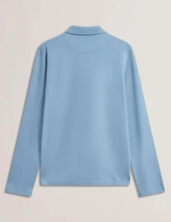 Herringbone Zip Neck Long Sleeve Polo