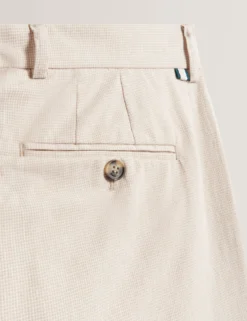 Houndstooth Cotton Linen Tapered Trousers