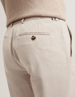 Houndstooth Cotton Linen Tapered Trousers