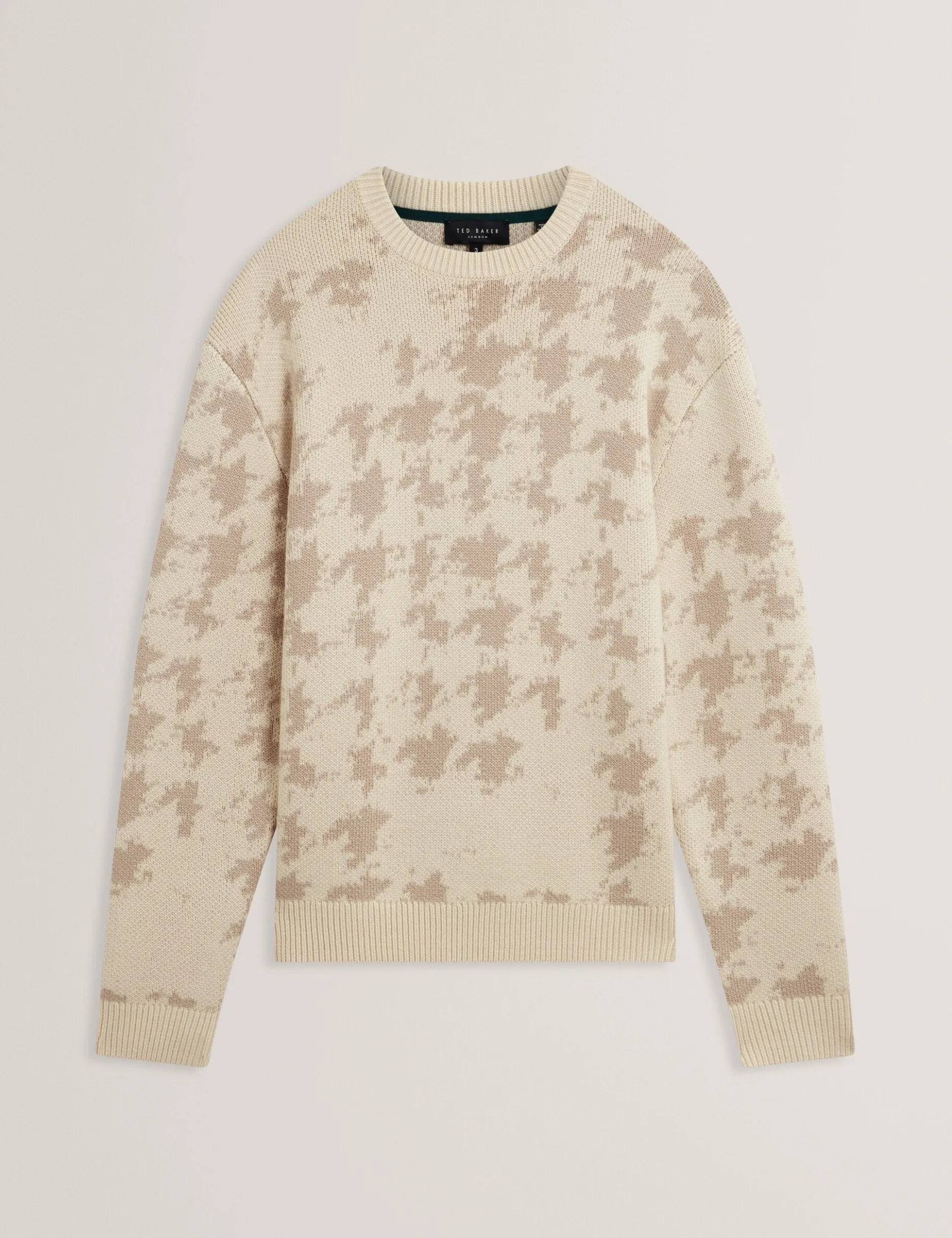 Houndstooth Print Chunky Knit Jumper