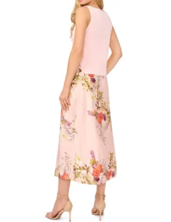 2-in-1 Knit Tank Floral Midi Dress