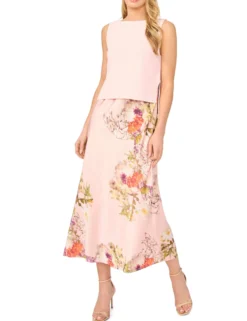 2-in-1 Knit Tank Floral Midi Dress