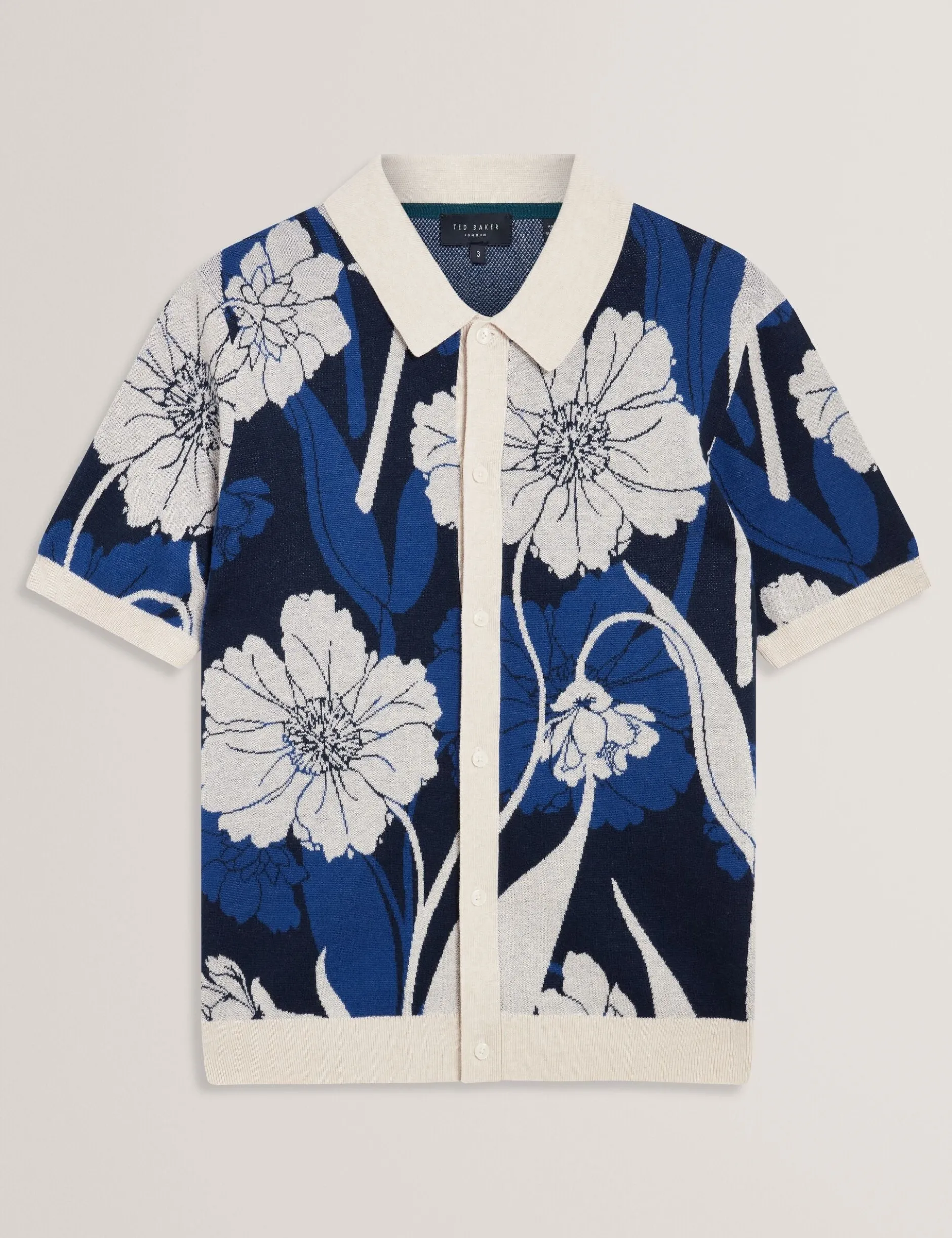Jacquard Botanical Print Wool Blend Shirt