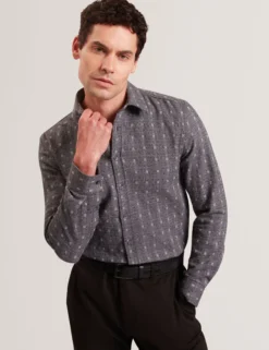 Jacquard Check Woven Long Sleeve Shirt
