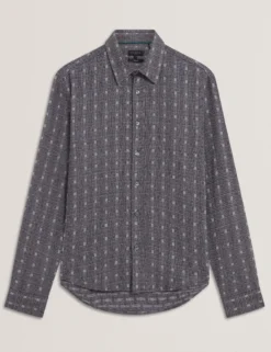 Jacquard Check Woven Long Sleeve Shirt