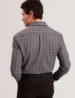 Jacquard Check Woven Long Sleeve Shirt