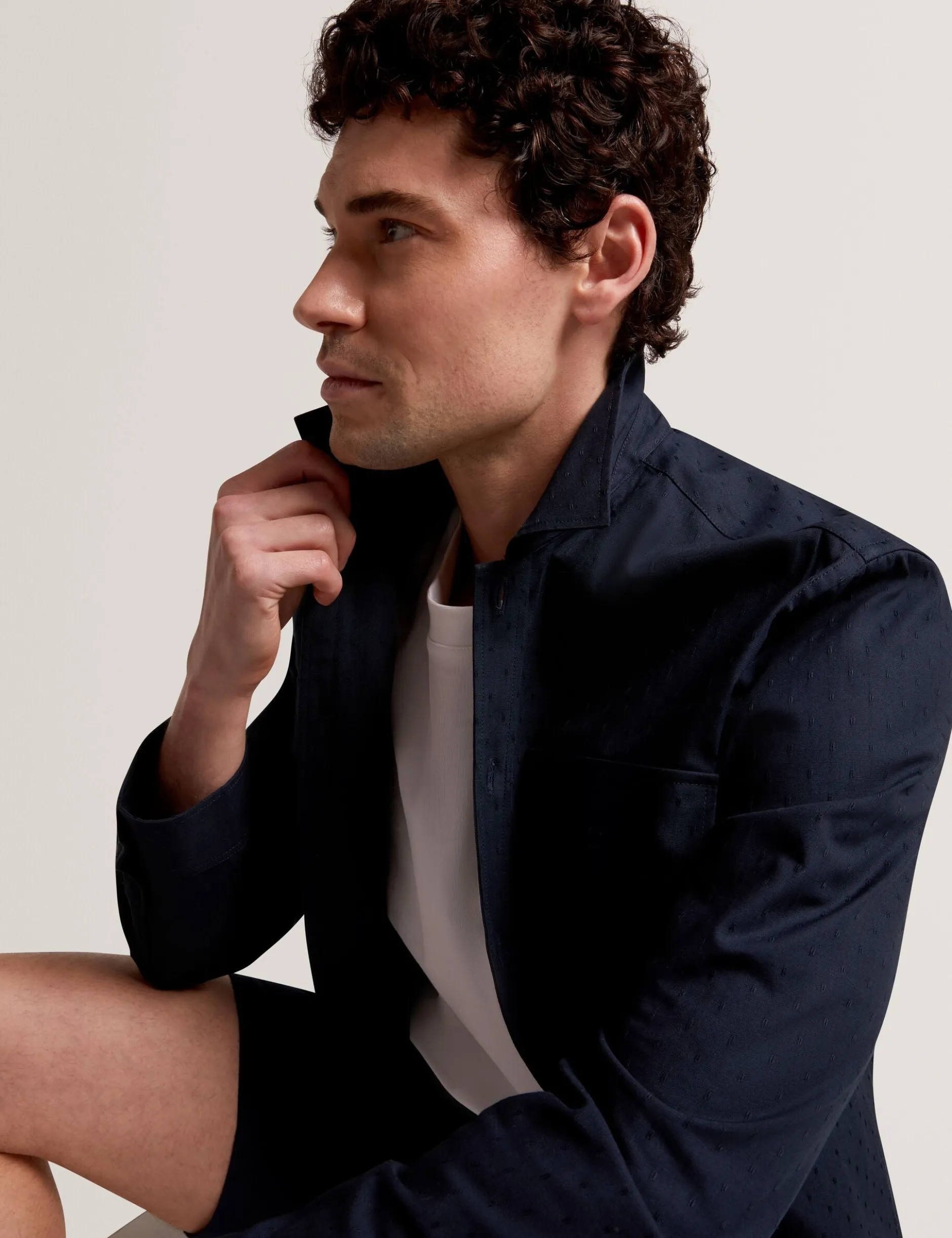 Jacquard Dotted Texture Utility Overshirt