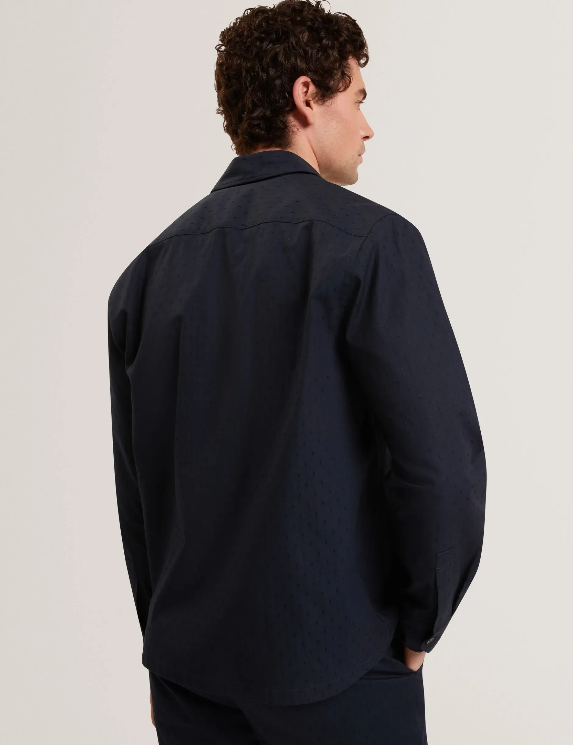 Jacquard Dotted Texture Utility Overshirt