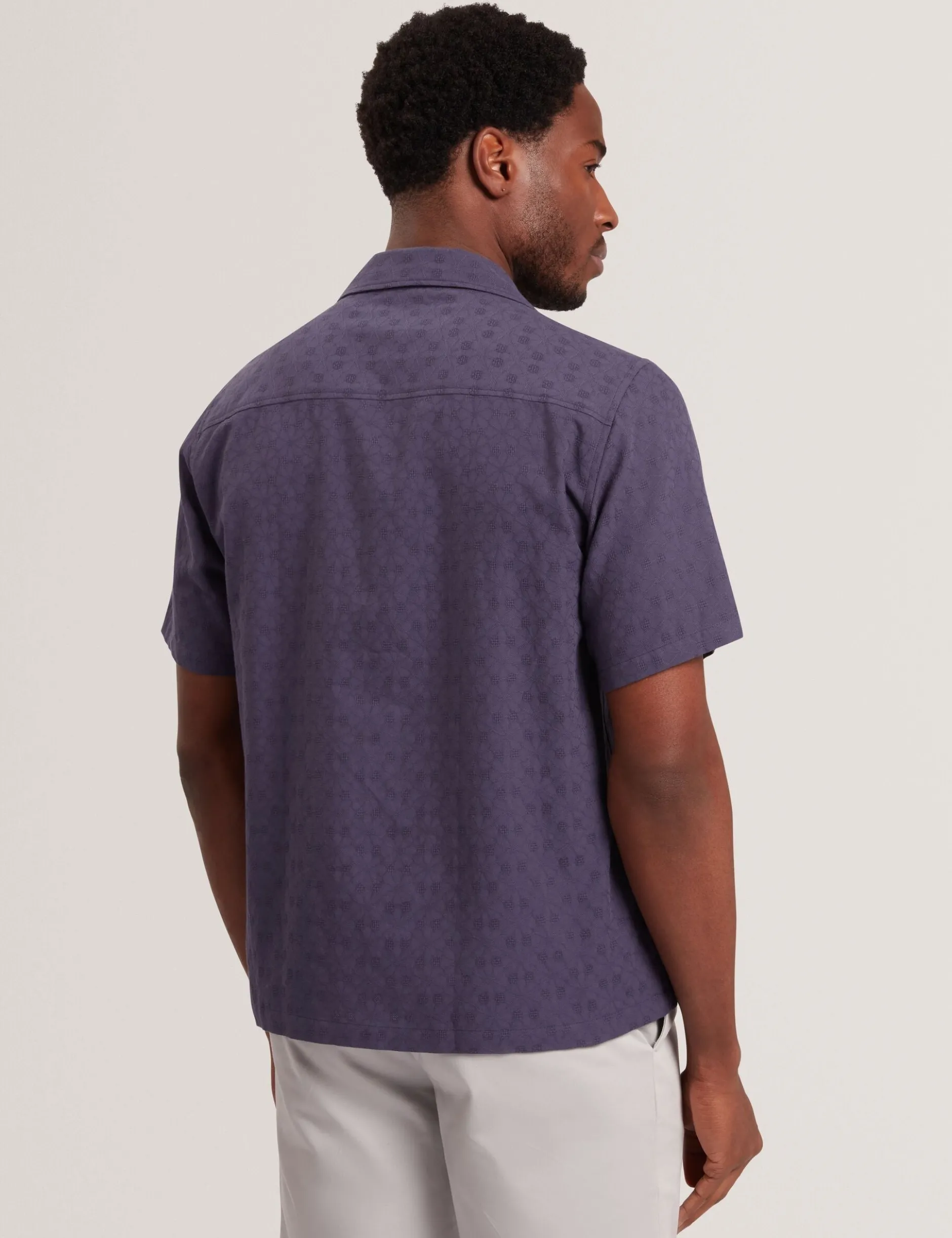 Jacquard Floral Cotton Short Sleeve Shirt