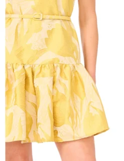 Jacquard Floral Flippy Hem Mini Dress