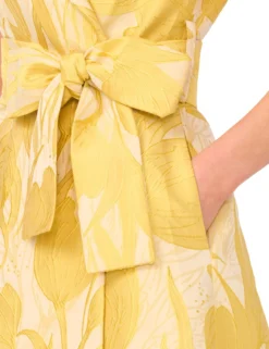 Jacquard Floral Tailored Wrap Maxi Dress