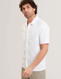 Jacquard Leaf Texture Short Sleeve Shirt