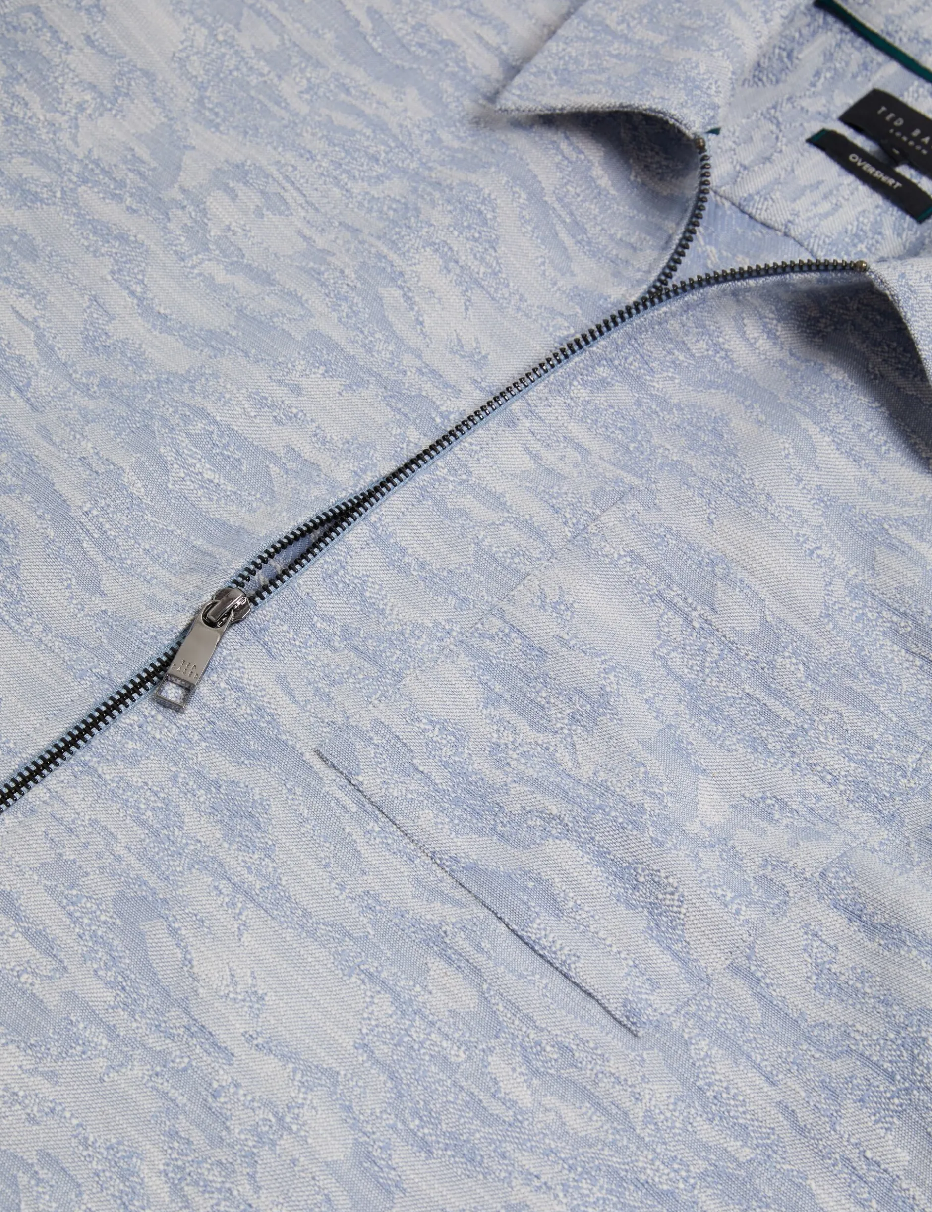Jacquard Light Denim Zip-Through Overshirt