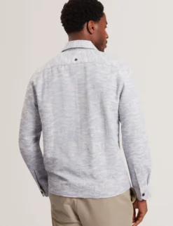 Jacquard Light Denim Zip-Through Overshirt