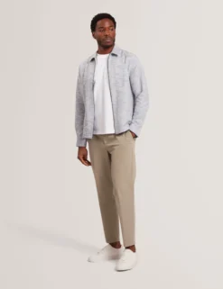 Jacquard Light Denim Zip-Through Overshirt