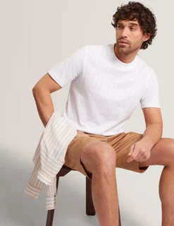 Jacquard Textured Grid Cotton T-Shirt
