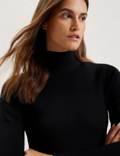 Knit Bodice Midi Dress With Wrap Skirt