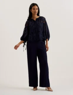 Lace 3/4 Balloon Sleeve Blouse