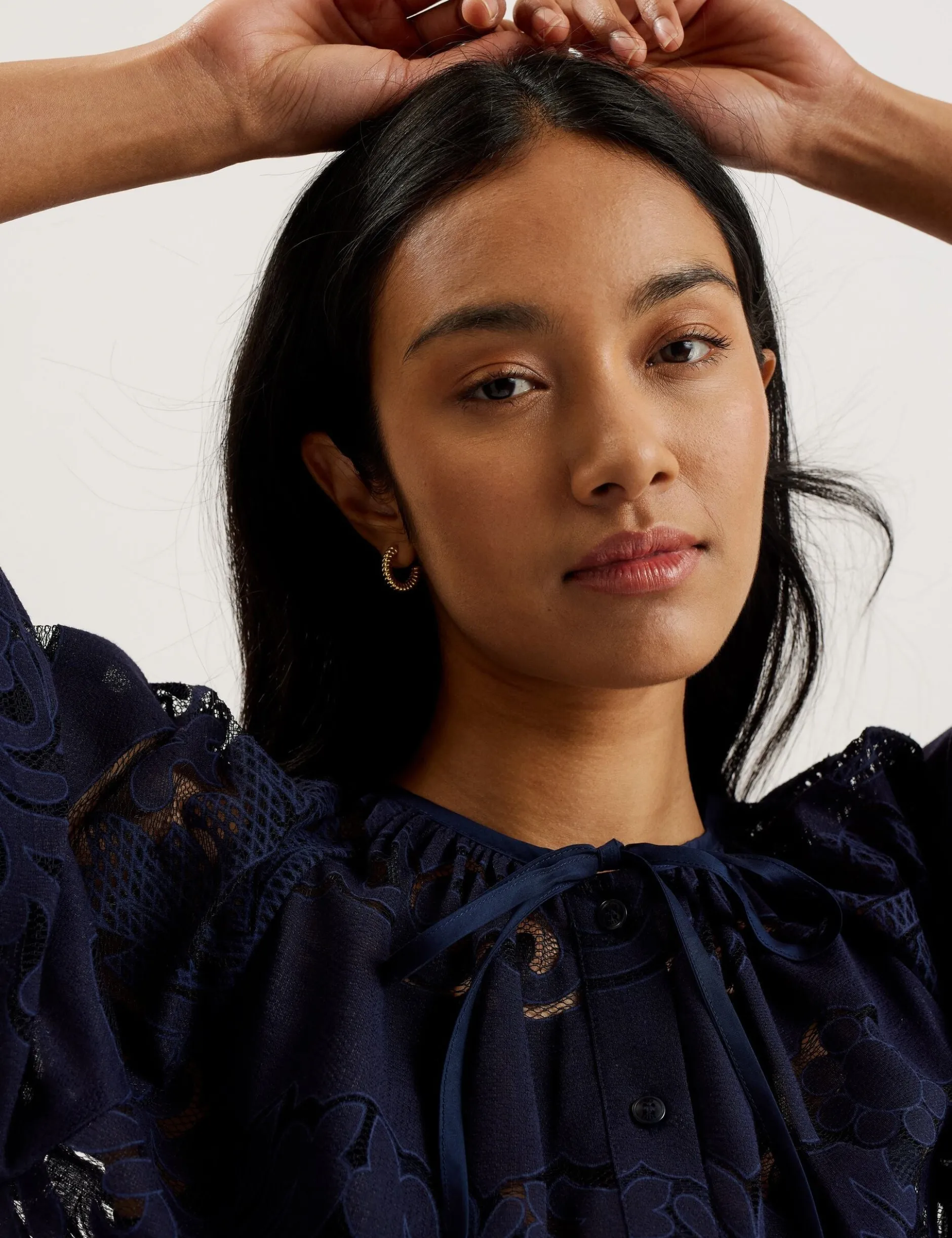 Lace 3/4 Balloon Sleeve Blouse