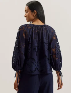 Lace 3/4 Balloon Sleeve Blouse