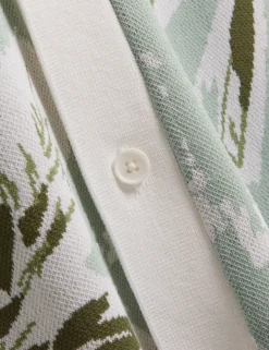 Leaf Print Knitted Short Sleeve Shirt