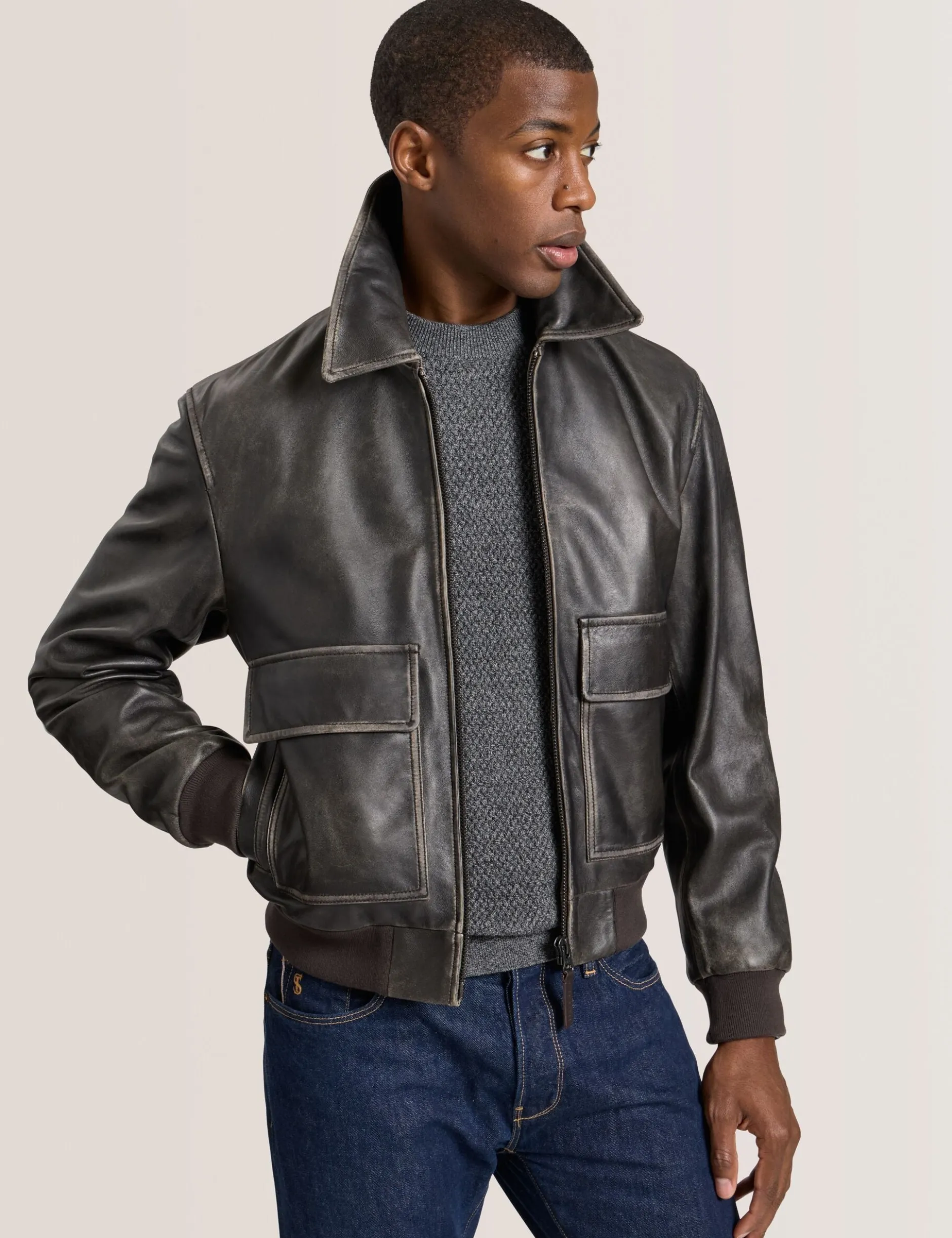 Leather Bomber Jacket