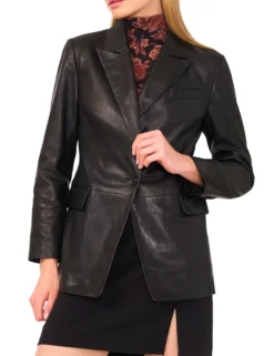 Leather Single Breasted Blazer
