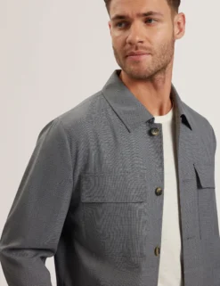 Lightweight Wool Blend Shirt Jacket