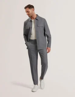 Lightweight Wool Blend Shirt Jacket