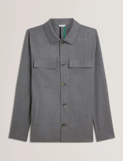 Lightweight Wool Blend Shirt Jacket