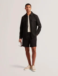 Lightweight Wool Blend Shirt Jacket