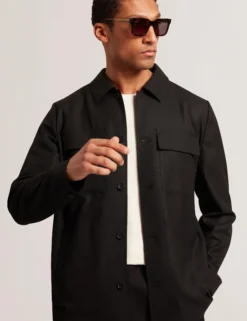 Lightweight Wool Blend Shirt Jacket