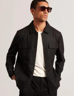 Lightweight Wool Blend Shirt Jacket