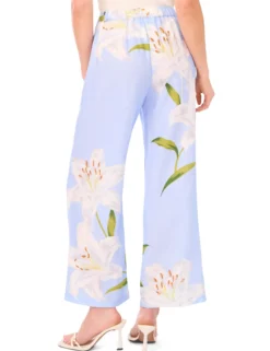 Lily Print Linen Blend Wide Leg Trousers