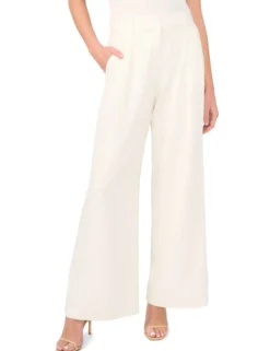 Linen Blend Tailored Wide Leg Pants