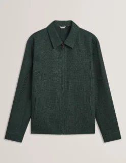 Linen Blend Zip Up Harrington Jacket