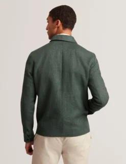 Linen Blend Zip Up Harrington Jacket