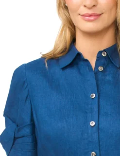 Linen Chambray Mini Shirt Dress