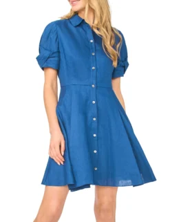 Linen Chambray Mini Shirt Dress