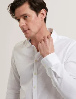 Linen Cotton Woven Long Sleeve Shirt