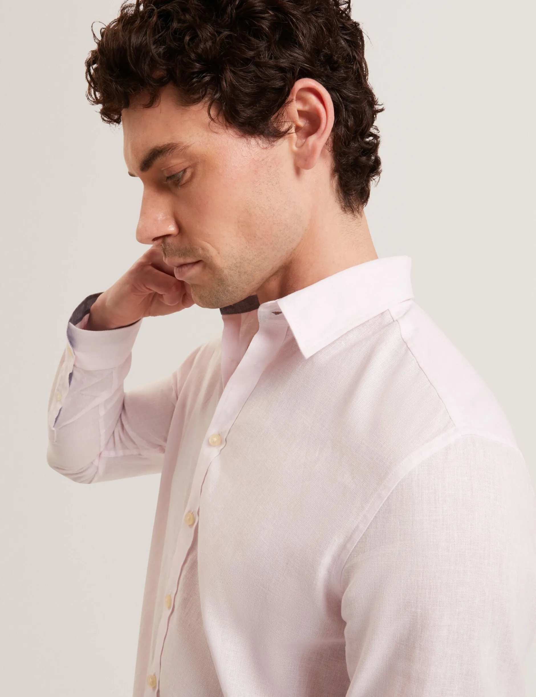 Linen Cotton Woven Long Sleeve Shirt