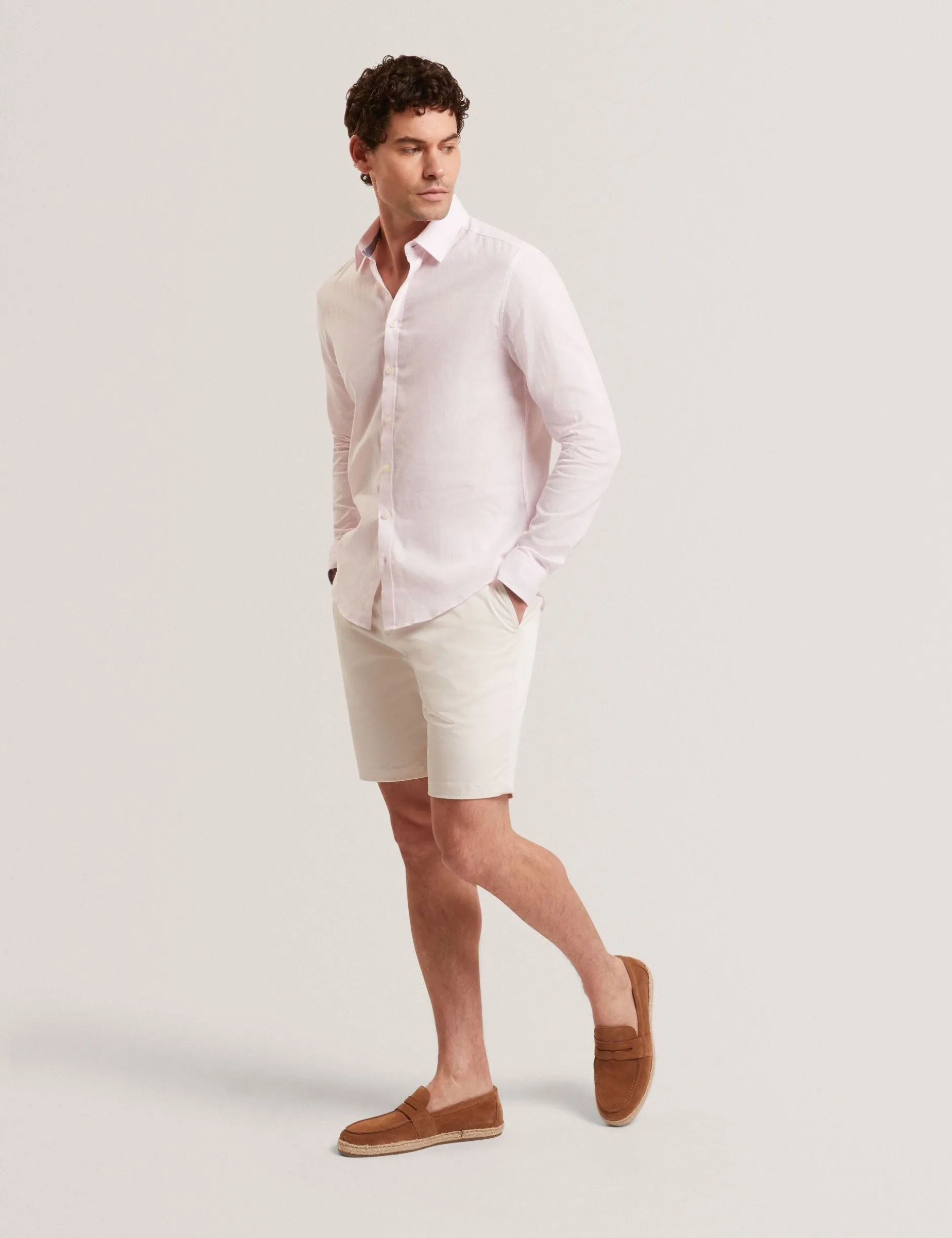 Linen Cotton Woven Long Sleeve Shirt