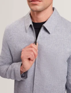 Linen Cotton Zip-Up Harrington Jacket