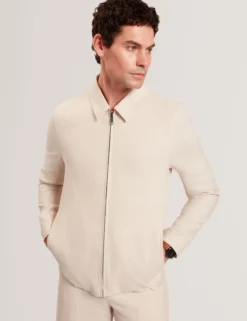Linen Cotton Zip-Up Harrington Jacket
