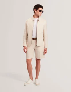 Linen Cotton Zip-Up Harrington Jacket