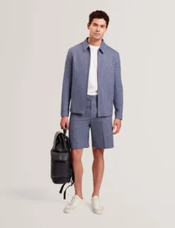 Linen Cotton Zip-Up Harrington Jacket