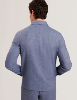 Linen Cotton Zip-Up Harrington Jacket