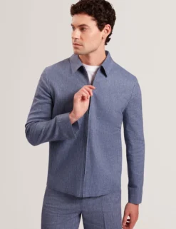 Linen Cotton Zip-Up Harrington Jacket